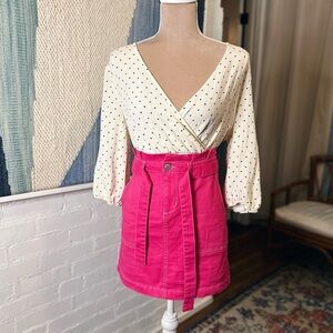 Blue Spice Barbie Pink Denim Mini Skirt with Belt